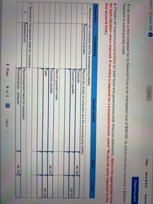  Part I - Graded HW A Saved Help Save & Exit