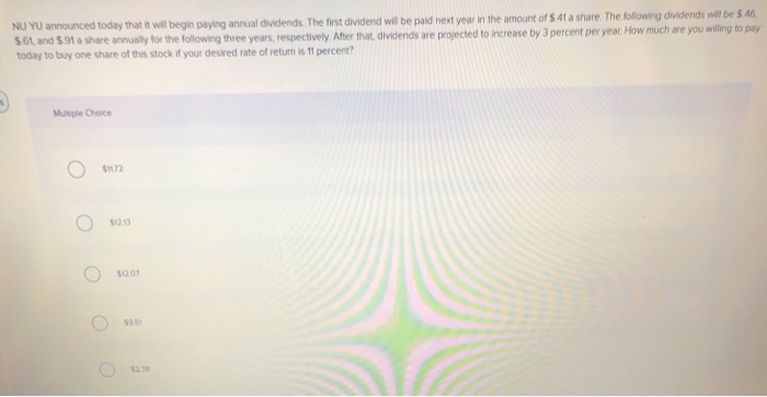  NU YU announced today that it will begin paying annual dividends.