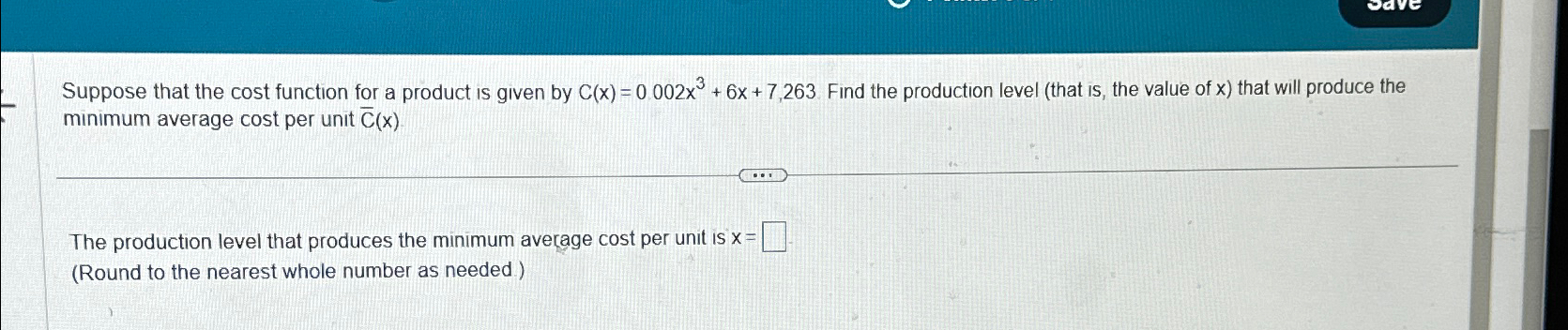  Suppose that the cost function for a product is given by