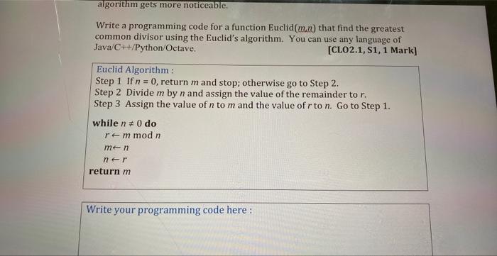 algorithm to find gcd(m,n), the greatest common divisor of two nonnegative, not