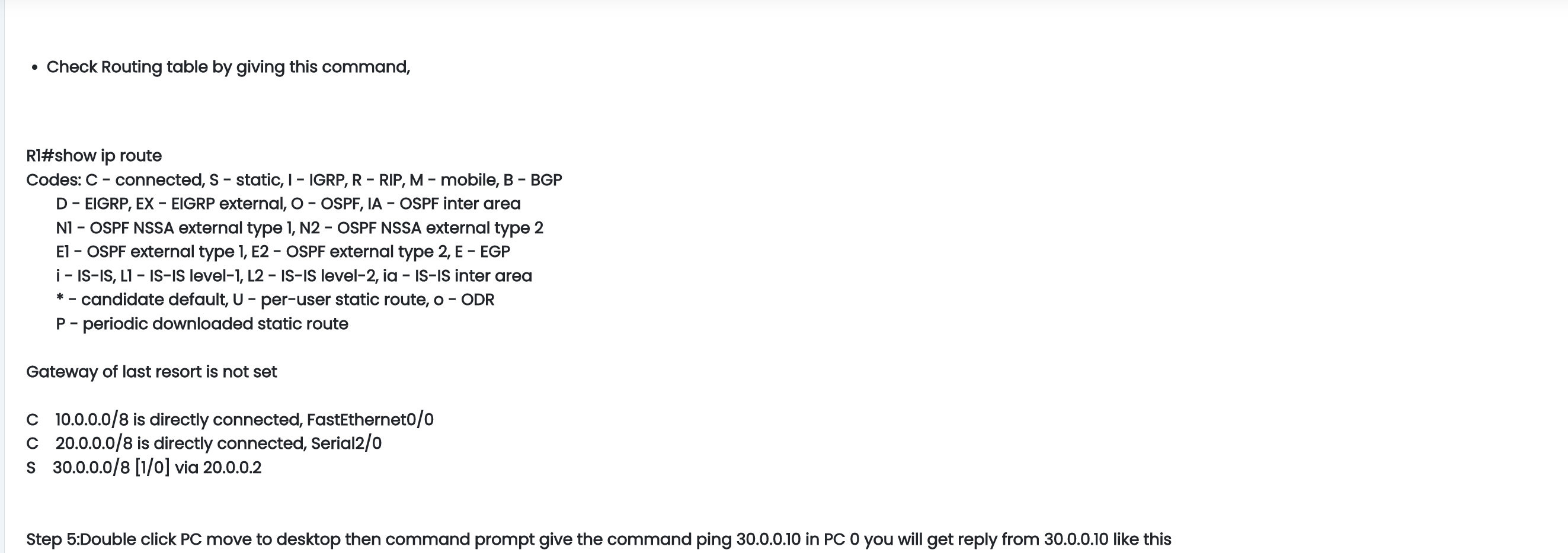 CLI commands for your review: 1. Routing Configuration: In Router 1 Interface