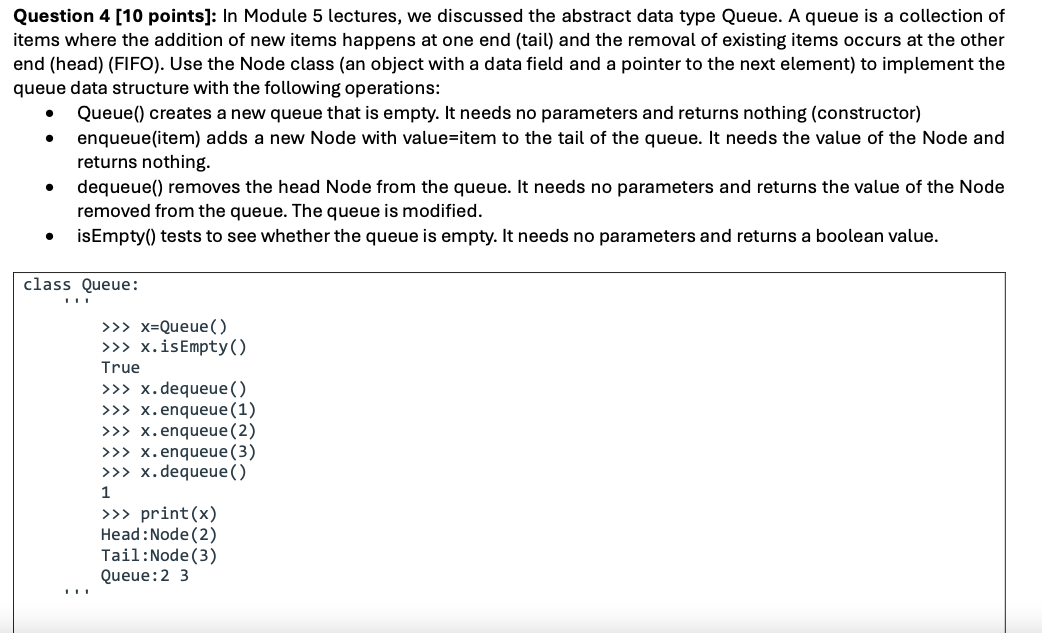  Question 4[10 points]: In Module 5 lectures, we discussed the abstract