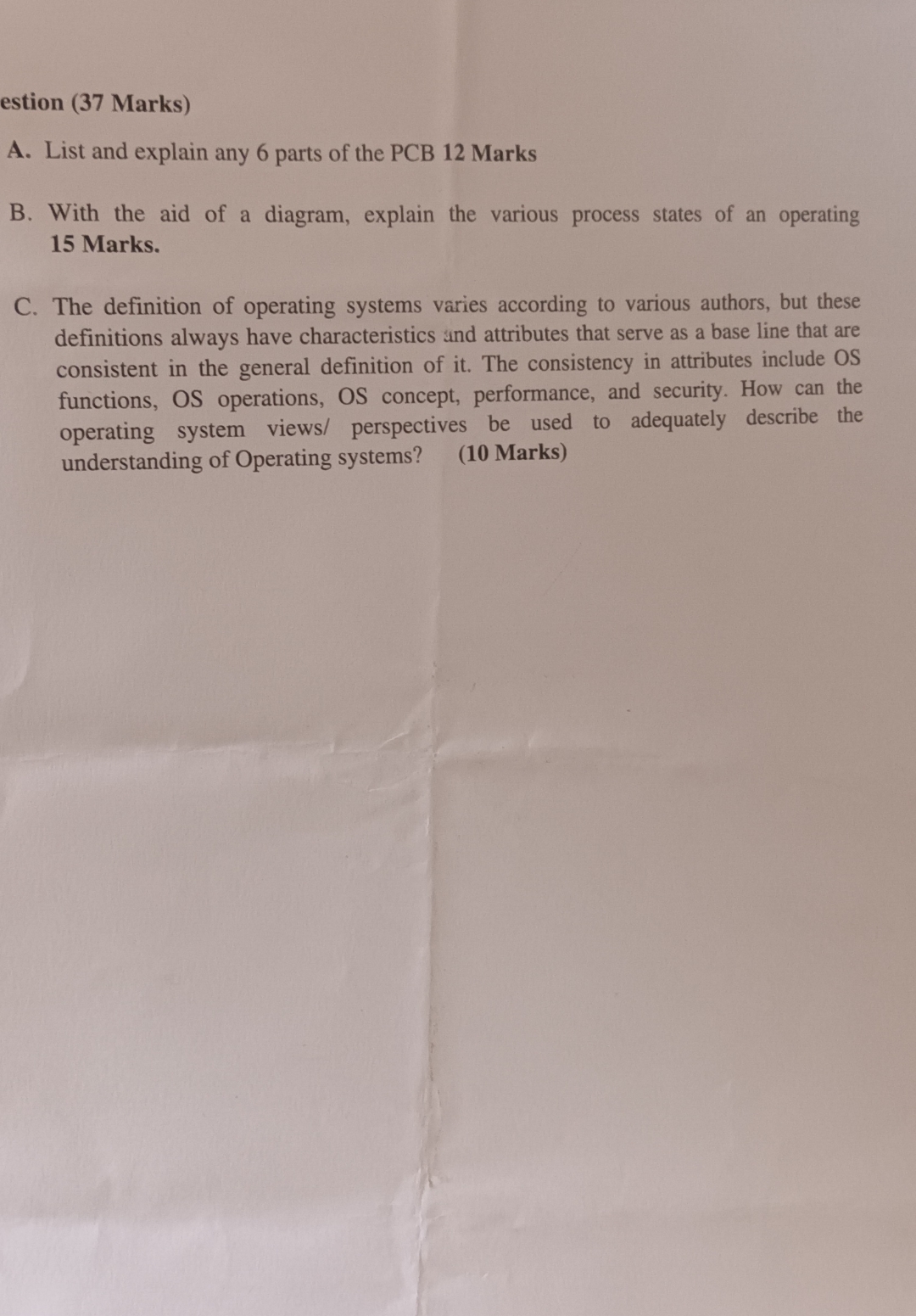  estion (37 Marks) A. List and explain any 6 parts of