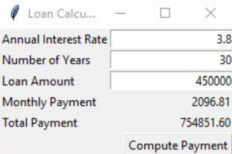  Create a Python Loan Calculator according to the steps below: Start