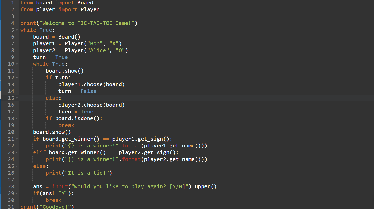 use the python code below and add the AI: To implement the