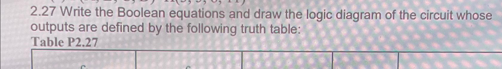  2.27 Write the Boolean equations and draw the logic diagram of
