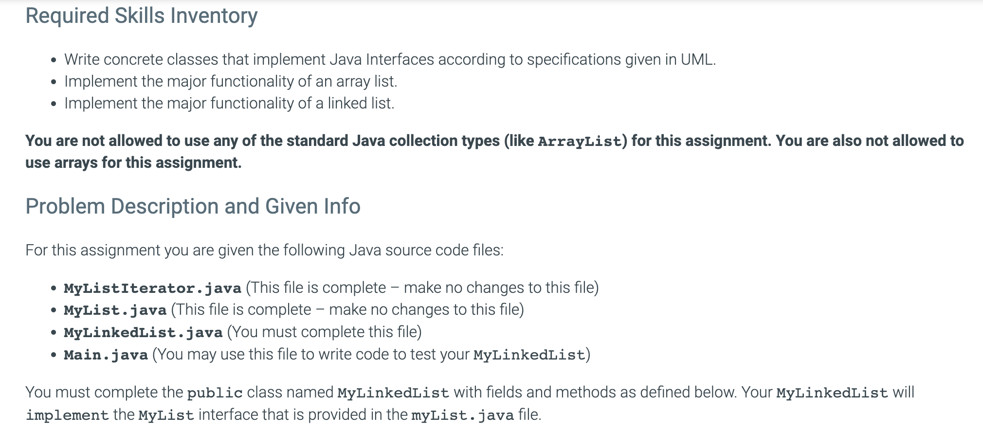  Required Skills Inventory - Write concrete classes that implement Java Interfaces