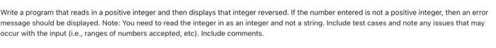 C programming Write a program that reads in a positive integer and