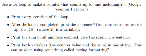 Python Use a for loop to make a counter that counts up
