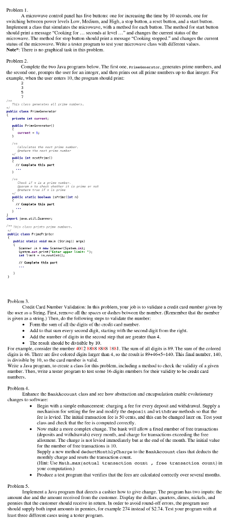  Problem 1 A microwave control panel has five buttons: one for