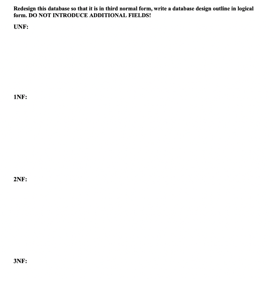 following single-table database from an organization that lends musical instruments to schoolchildren.
