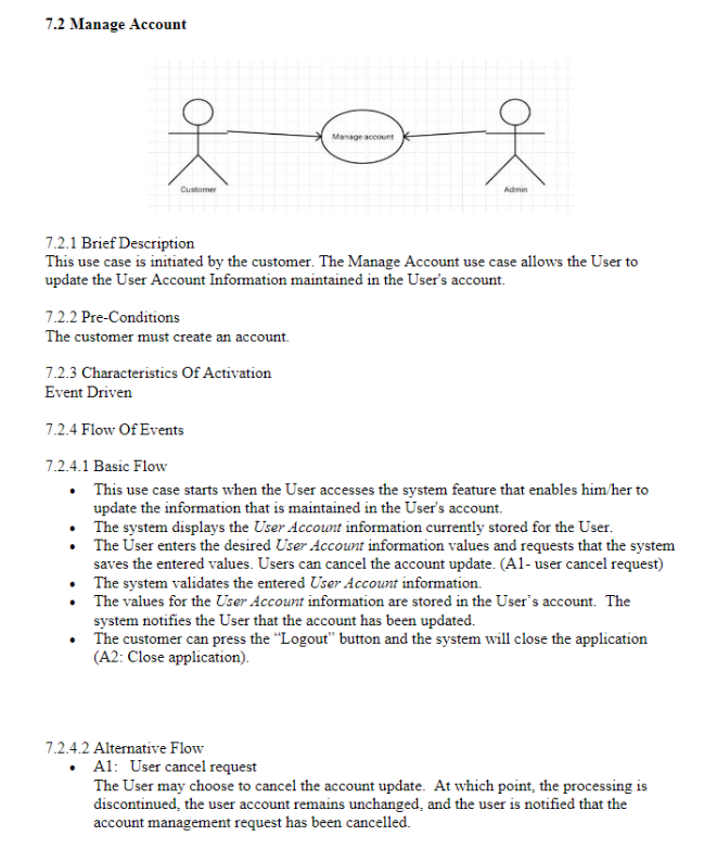 Account 7.2.1 Brief Description This use case is initiated by the customer.