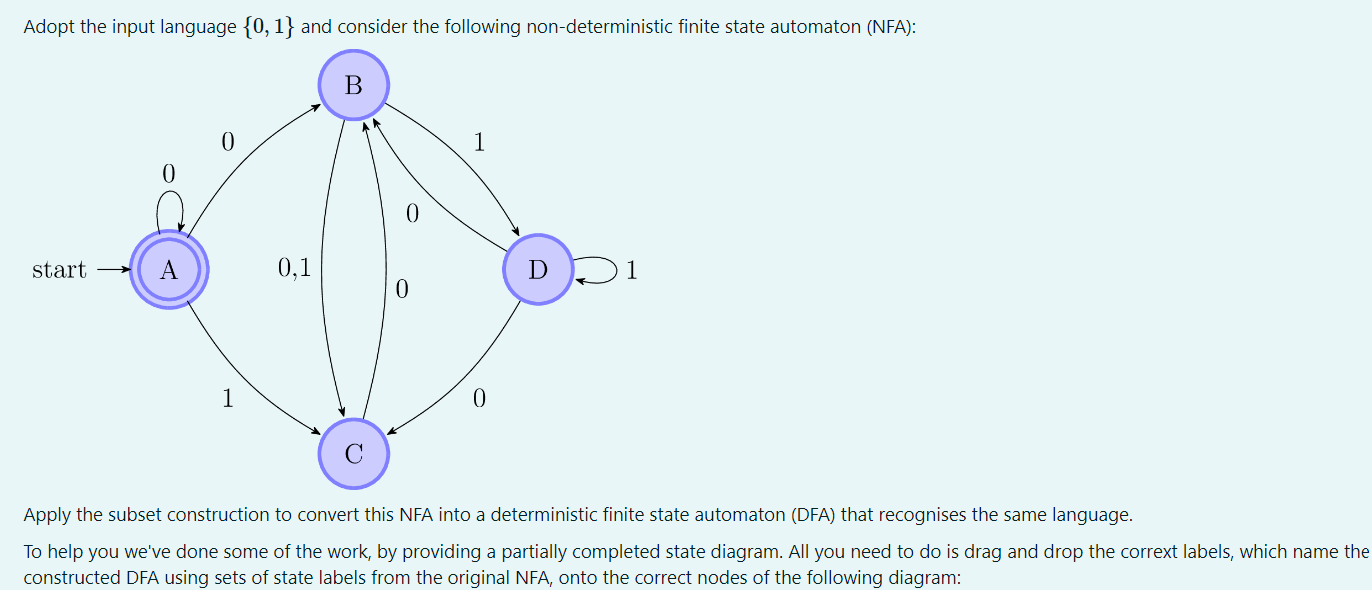  Adopt the input language {0,1} and consider the following non-deterministic finite