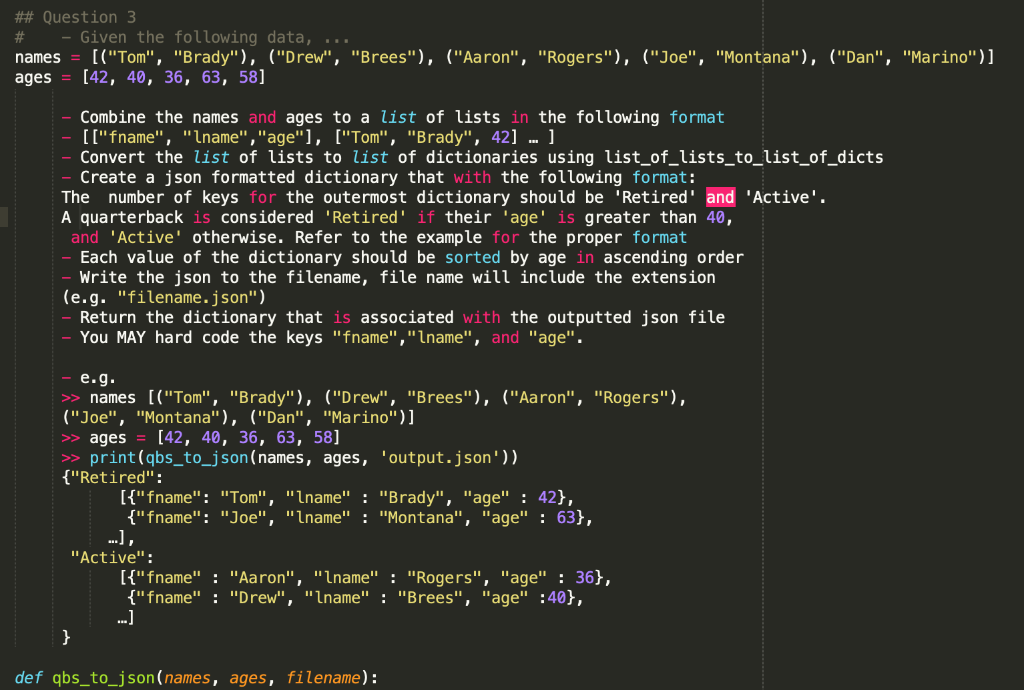  basic python json question. You may assume that function "list_of_lists_to_list_of_dicts" is
