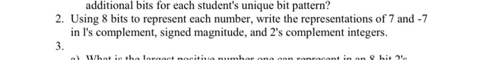 Computer arcitecture / Machine Organization Just Do Question #2 additional bits for