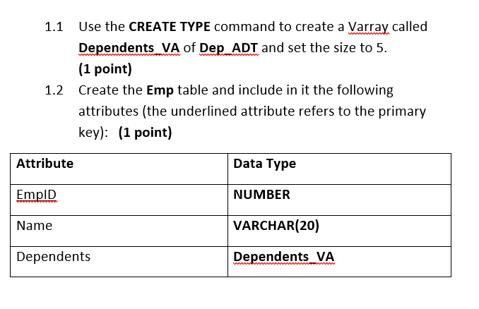 and their dependents using a Varray. To answer this question, do the