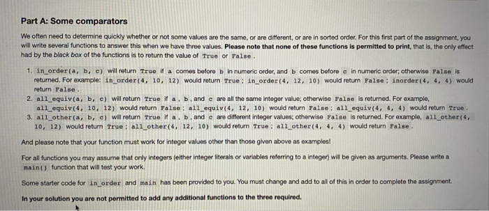  Part A: Some comparators We often need to determine quickly whether