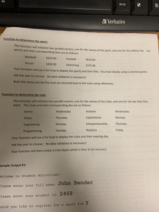 You are to are to create a program, using separate compilation, for