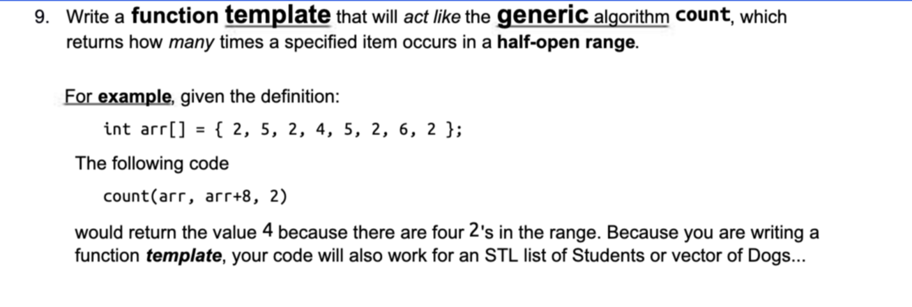  Write a function template that will act like the generic algorithm