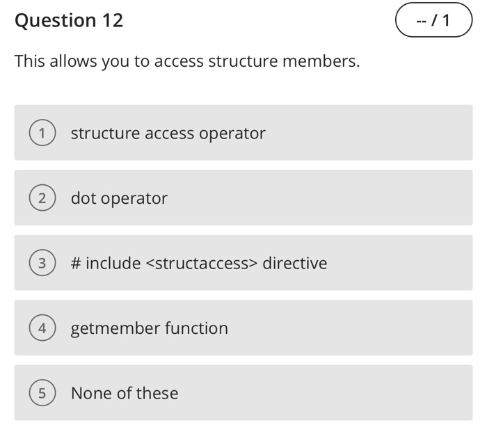None of these Question 8 If a is a structure variable and