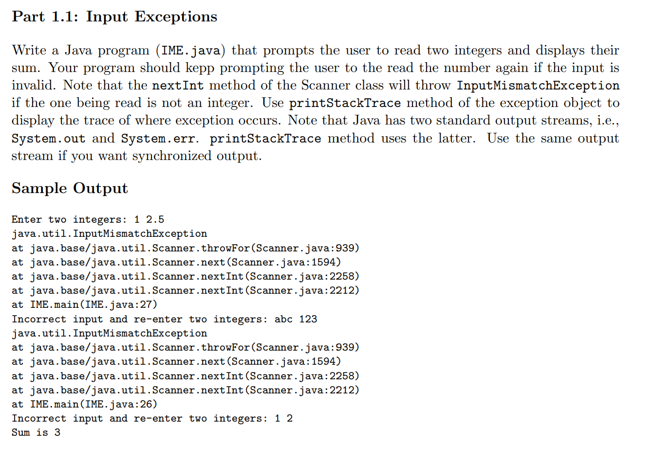 Write a Java program (IME.java) that prompts the user to read