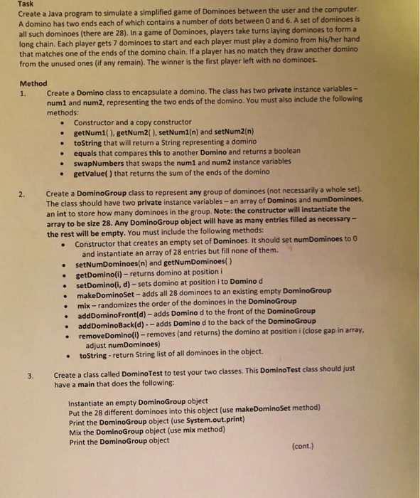  Please use Java to code and complete the assignment Task Create