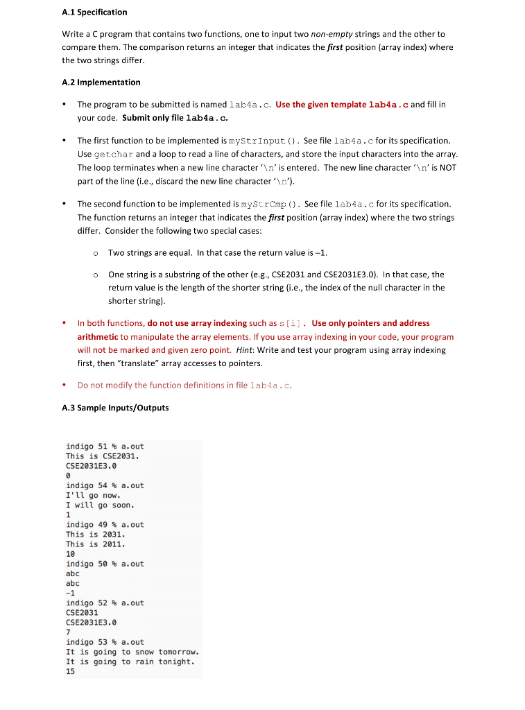  ------------------------------------------------------------------------------------------------------------- lab4a . c. #include #define MAX_SIZE 500 void myStrInput (