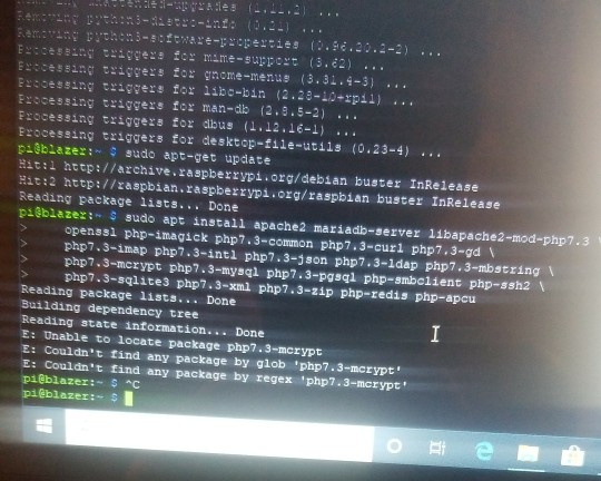 Need to get owncloud running on raspien. when installing php I get