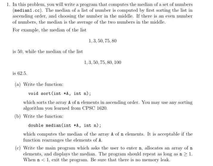  In this problem, you will write a program that computes the