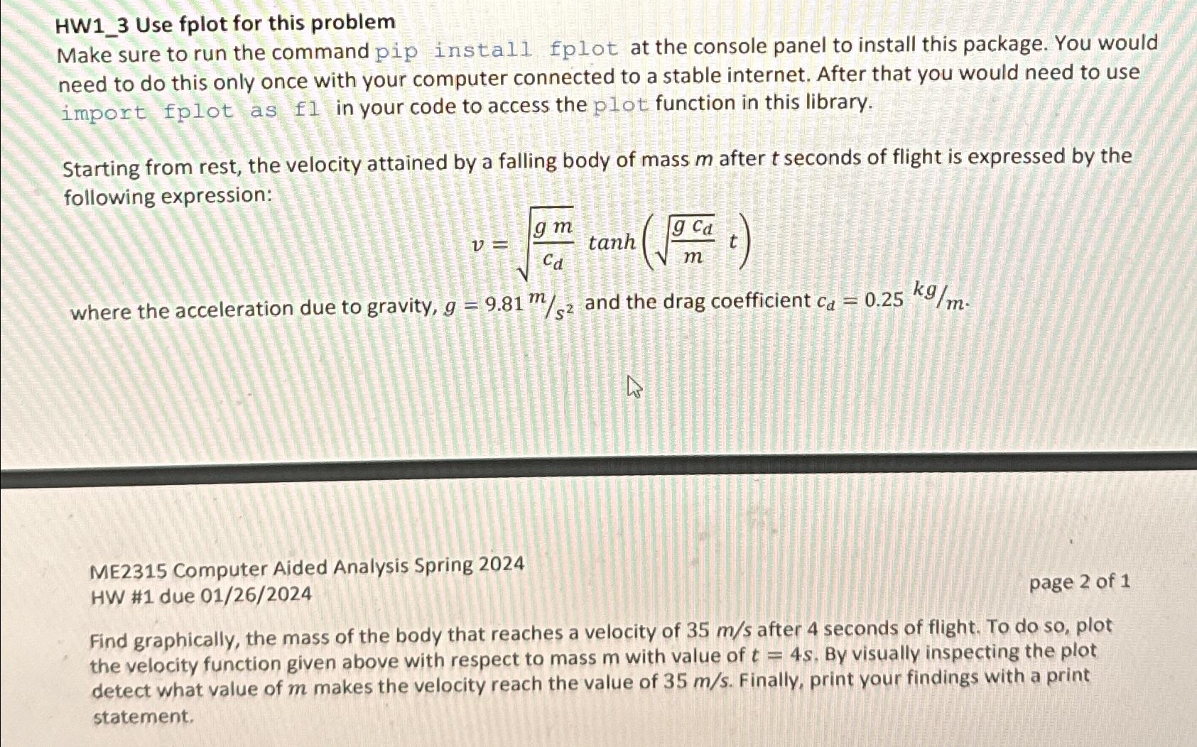  HW1_3 Use fplot for this problem Make sure to run the