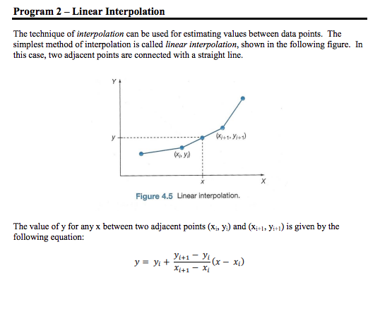  Program 2 - Linear Interpolation The technique of interpolation can be