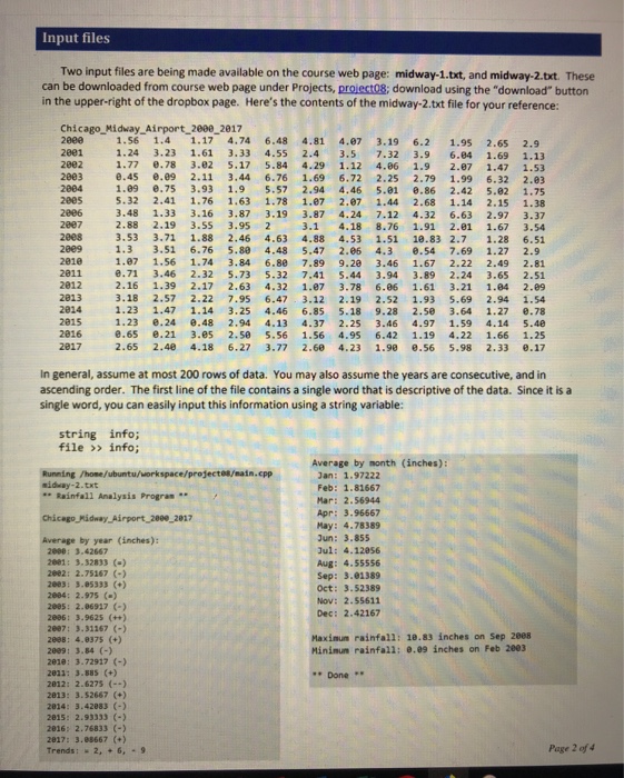 a complete Ctt program to analyze monthly rainfall data. The data we'll