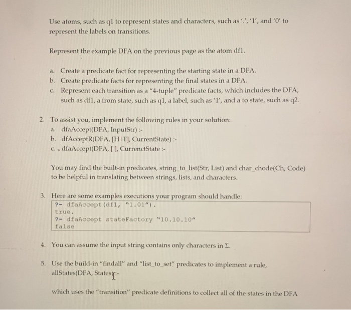 these requirements. Please and thank you in advance. Recall, a Deterministic Finite