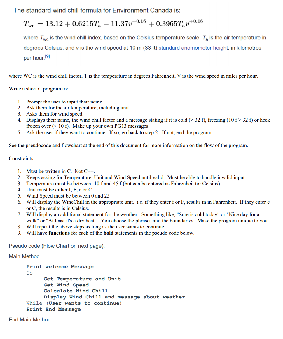 C language question. Some more parameters: 1.) Have the program catch any