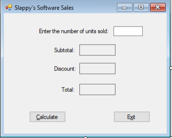 VISUAL BASIC PROGRAMMING Slappys Software Sales Assignment You have been hired by