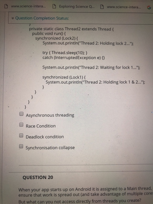 complete program.) The output from this program is: Thread 1: Holding lock