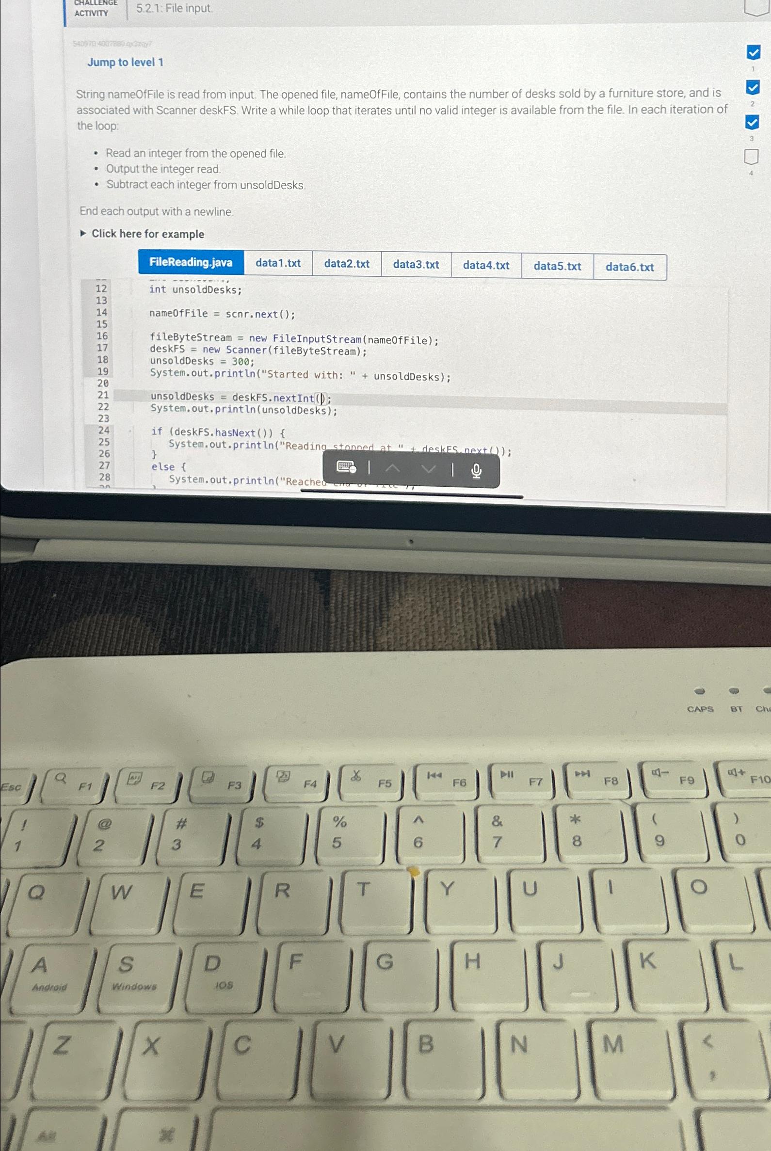  String nameOfFile is read from input. The opened file, nameOfFile, contains