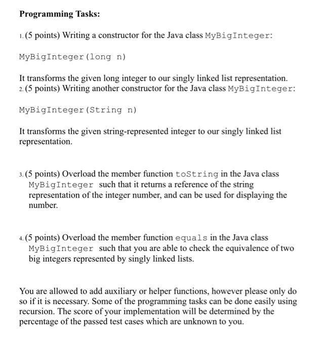 integers using singly linked list. The main idea of the data representation