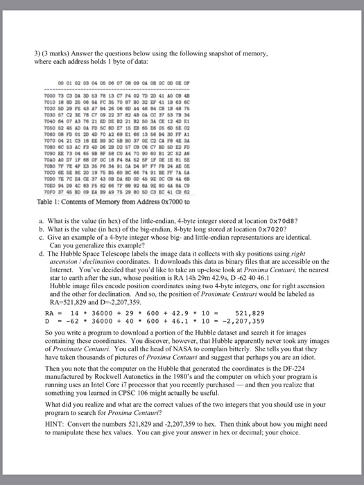  3) (3 marks) Answer the questions below using the following snapshot