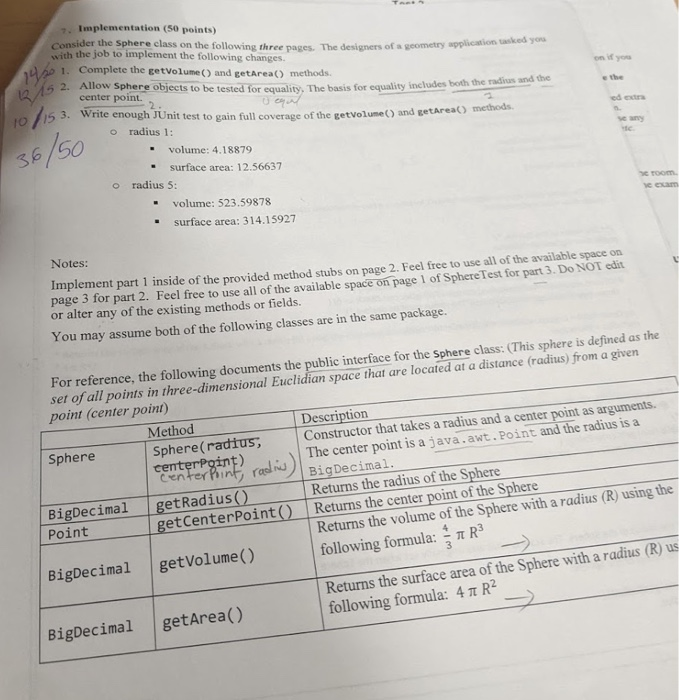 This is Java Programing Question f you od od 7. Implementation (50