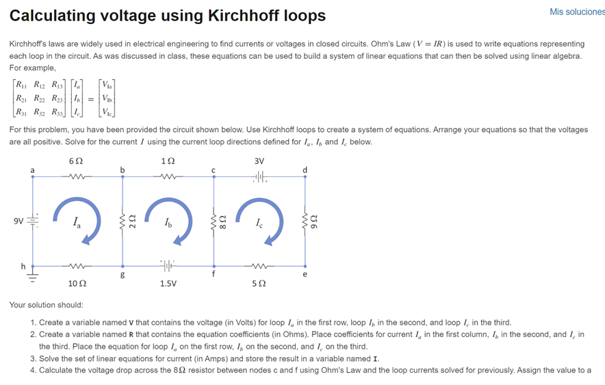 PLEASE USE MATLAB AND DONT USE FUNCTION inv (inverse) Calculating voltage using