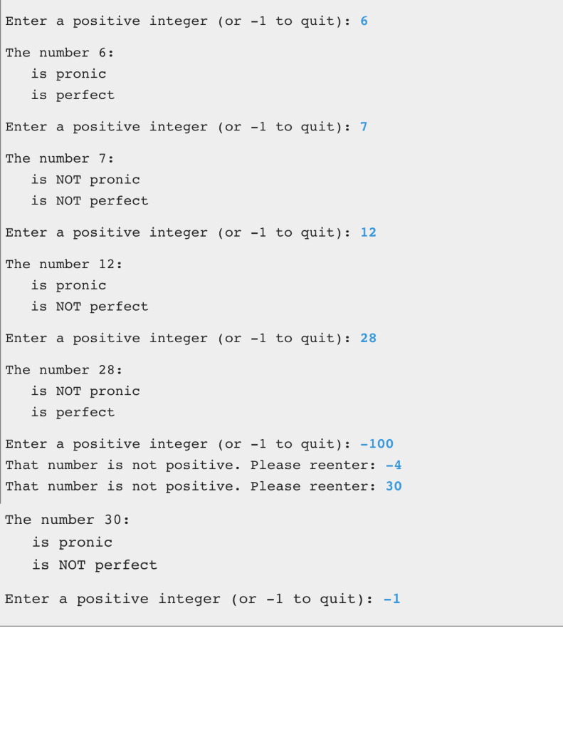 Program Behavior The program will repeatedly read numbers entered by the user