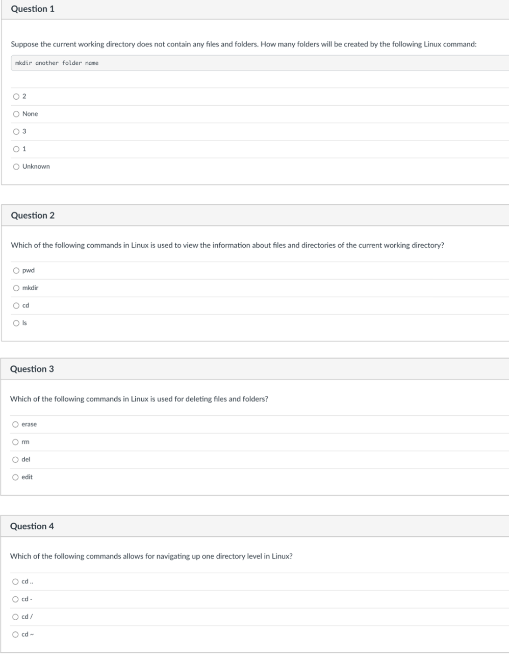 \ Suppose the current working directory does not contain any files and