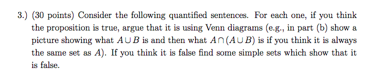 Just part E 3.) (30 points) Consider the following quantified sentences.