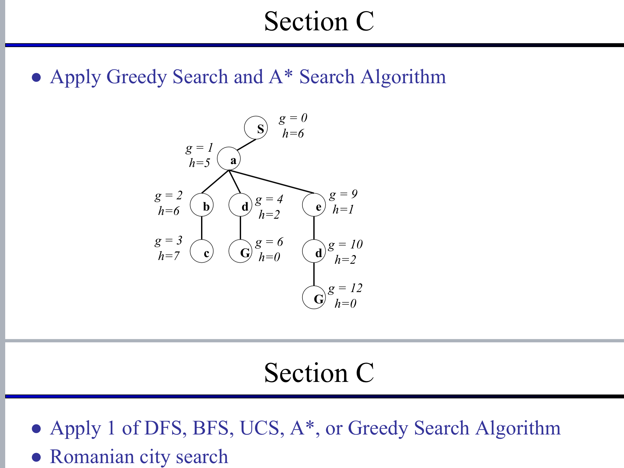  Section C Apply Greedy Search and A* Search Algorithm Section C