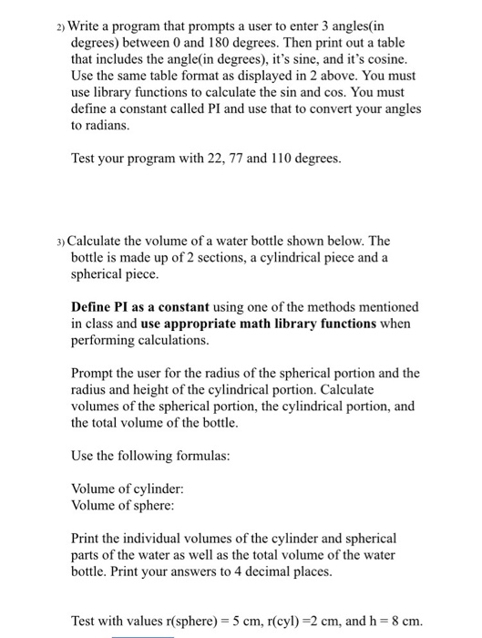  2) Write a program that prompts a user to enter 3