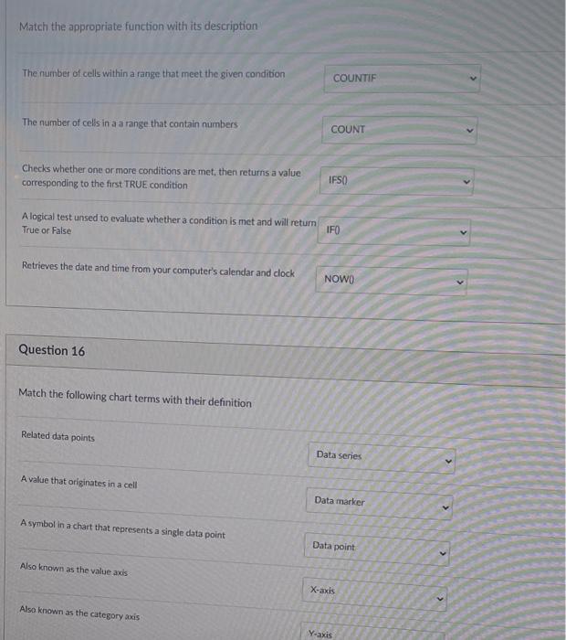 just check my work Match the appropriate function with its description The