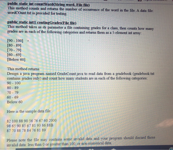  public static it countWord(String word, File file) This method counts and