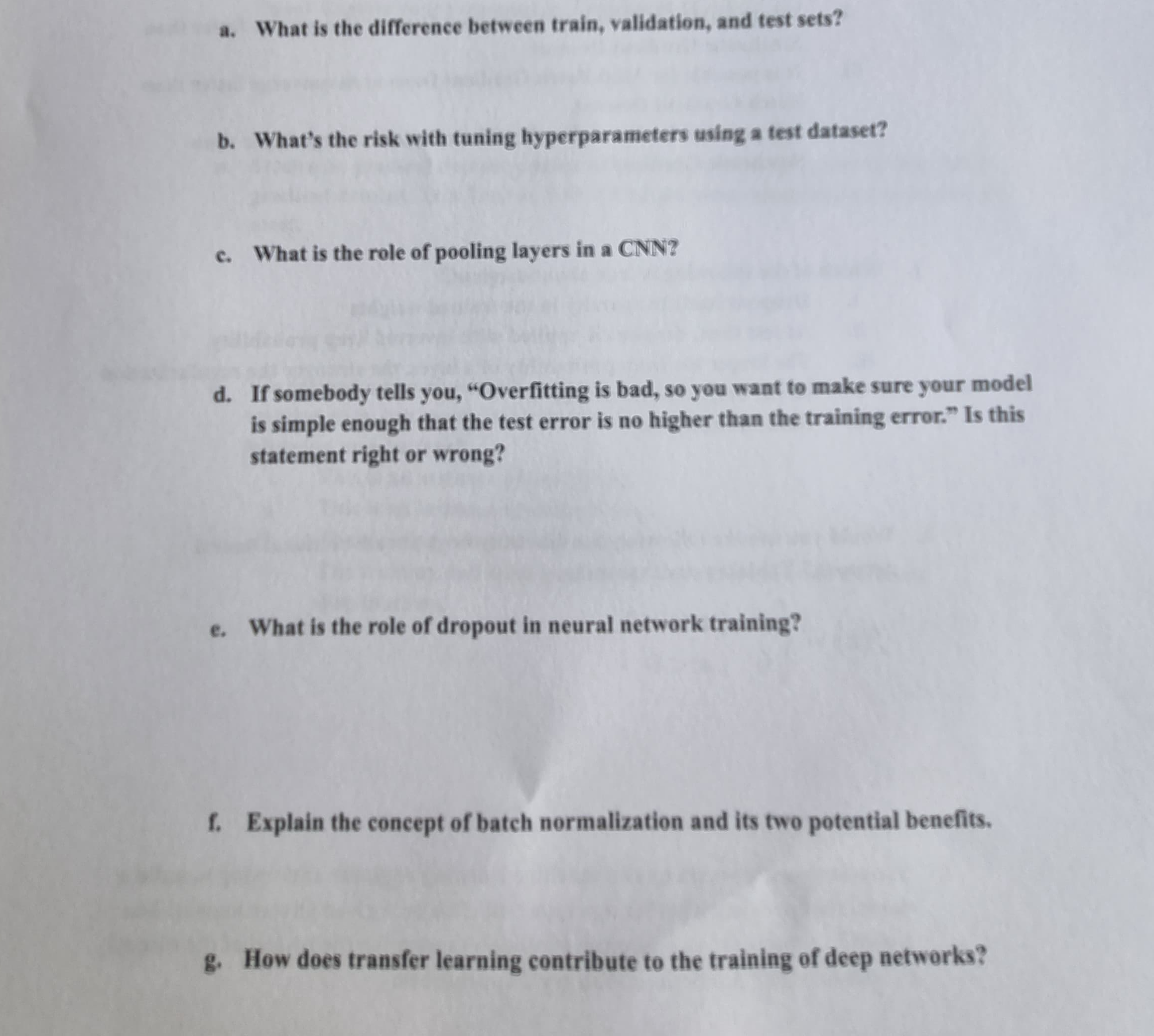  a. What is the difference between train, validation, and test sets?