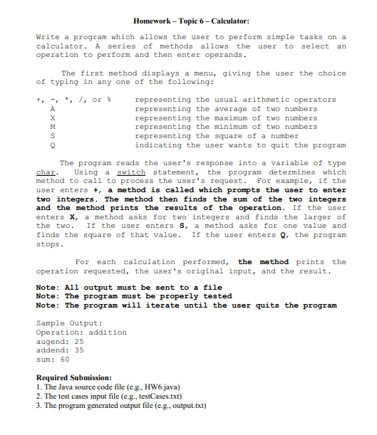  please dont use private Homework - Topic 6 - Calculator: Write